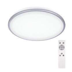 Solight LED mennyezeti lámpa Ezüst, kerek, 24W, 1800lm, szabályozható, távirányítós, 38cm, WO761