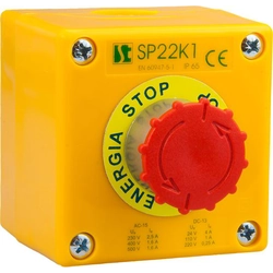 Spamelkassette med drejesikkerhedsknap 1R IP65 gul 1x pakboks M20 (SP22K15-1)