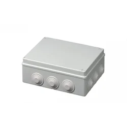 Square applied box 240x190x90mm IP55 for distribution junction ABS UV resistant with plugs