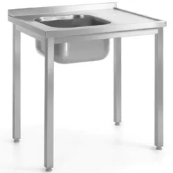 Šroubovaný ocelový nástěnný stůl s dřezem VLEVO 100x60x85 cm - Hendi 812648