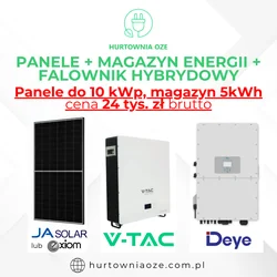 Sæt paneler 10KW + Deye-inverter 10KW + V-tac energilagring 5kWh
