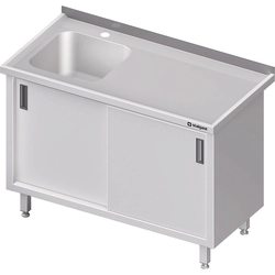 Stainless steel cabinet with a sink (L) sliding door 180x60 | Stalgast