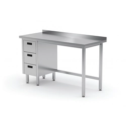 Stainless Steel Catering Table With 3 Drawers 120x70x85 Polgast 123127-3