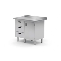 Stainless Steel Catering Table With Cabinet And Drawers 3 Polgast 136097-3