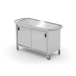 Stainless Steel Catering Trolley With Cabinet 100x60x85 Polgast Sliding Doors 440106