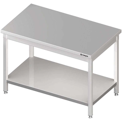 Stainless steel central table with a shelf 1200x700, screwed | Stalgast