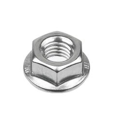 Stainless steel hexagonal flange nut, serrated, M10
