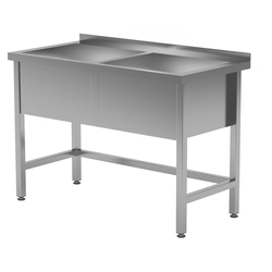 Stainless Steel Pool Gastronomic Sink 2-Kom 120x60x85/30 Polgast 206126/3