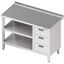 Stainless Steel Table 3 Drawers (P) and 2 Shelves 120x60 Stalgast