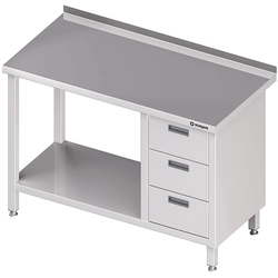 Stainless Steel Table 3 Drawers (P) + Shelf 140x60 Stalgast