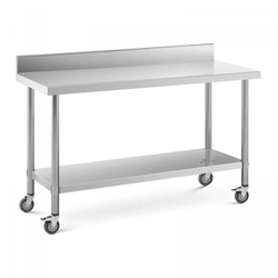 Stainless steel table on wheels - 60 x 150 cm - 160 kg ROYAL CATERING 10012812 RCAT-150/60-WS