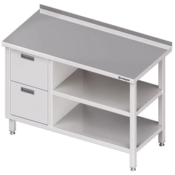 Stainless Steel Table With 2 Drawer Block (L) And 2 Shelves 180x60 Stalgast