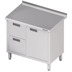 Stainless Steel Table With 2 Drawer Block (L) D.Wing 100x70 Stalgast