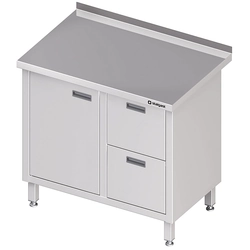 Stainless Steel Table With 2 Drawer Block (P) D.Wing 100x60 Stalgast