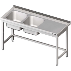 Stainless steel table with a 2-bowl sink(L) 1900x600 | Stalgast