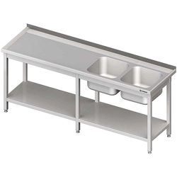 Stainless steel table with sink 2-kom.(P) with shelf 2300x600 | Stalgast