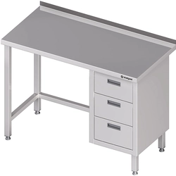 Stainless Steel Table With Three Drawer Block (P) 1100x700 Stalgast 980377110