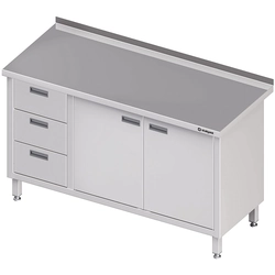 Stainless Steel Wall Table With Three Drawer Block (L) Swing Doors 1700x700 Stalgast