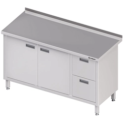 Stainless Steel Wall Table With Two Drawer Block (P) Swing Doors 1700x700 Stalgast