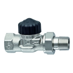 Standard thermostatic valve DT15 nickel-plated, black cap, straight-through