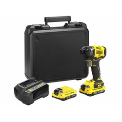 Stanley FatMax SFMCF820D2K-QW akumulátorový rázový uťahovák s držiakom bitov 18 V | 190 Nm | 1/4 palcov | Carbon Brushless | 2 x 2 Ah batéria + nabíjačka | V kufri