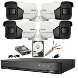 Stebėjimo rinkinys 8MP (4k) Hikvision 4 IR kameros 80m Objektyvas 3.6mm DVR AcuSense 4 kanalai Smart Playback HDD 2 TB Priedai