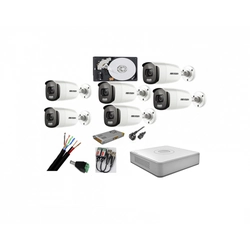 Stebėjimo sistema 6 Hikvision kameros 2mp Color Vu su IR 40m (naktinė spalva), DVR 8 kanalai, priedai