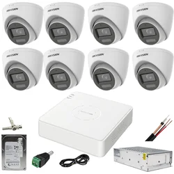 Stebėjimo sistema 8 Hikvision kameros 5MP dvigubos šviesos IR 20m WL 20m DVR 4MP su priedais HDD 1TB