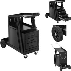 Steel workshop welding trolley with 3 drawers 2 shelves, load capacity up to 75kg