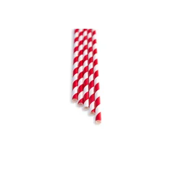 Straws red stripes 8x250 (pack 100 pcs)