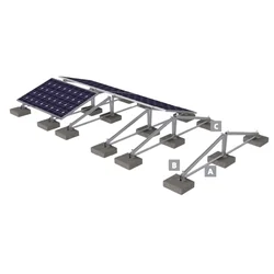 Structure à ballast aluminium photovoltaïque est - ouest horizontalement avec rail