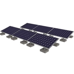 Structure de ballast, modules photovoltaïques disposés horizontalement