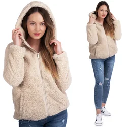 Sudadera con capucha Sherpa para mujer Beige M