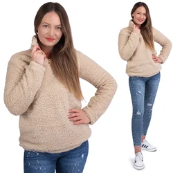 Sudadera sherpa de mujer con cuello Beige l