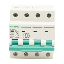 Suntree miniatűr áramkör-megszakító (MCB) 10A 3P+N 6KA C