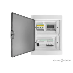 Surface-mounted distribution board for heat pump protection with electricity meter