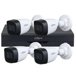 Surveillance kit 4 basic cameras 5 MP, IR 30 M, fixed lens of 2.8, DVR 4 channels, Dahua with Wizsense, artificial intelligence