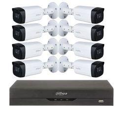 Surveillance kit 8 Dahua cameras, 5MP, IR 80M, Starlight lens 3.6mm,, Dahua DVR 8 channels, 4K, Pentabrid