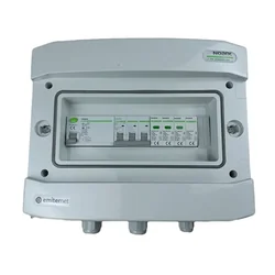 Свързване на фотоволтаично таблоAC херметичен IP65 EMITER с AC разрядник Noark тип 1+2, 20A 3-F RCD тип A 40A/300mA