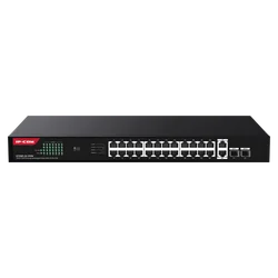 Switch 24 Gigabit PoE-poorten, 2 x RJ45 Uplink Gigabit, 2 x SFP Gigabit, 1U - IP-COM G1128P-24-410W