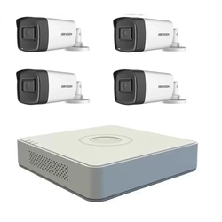 System kit 4 outdoor surveillance cameras 5MP TURBOHD HIKVISION 40 m IR DVR Hikvision H265