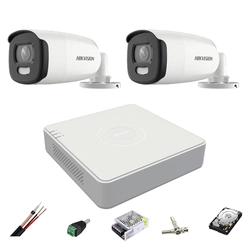 System nadzoru 2 Kamery ColorVU Hikvision 5MP, światło białe 40m, 2.8mm, DVR 4 kanały, akcesoria montażowe, dysk twardy 1TB