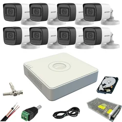 System nadzoru Hikvision 8 kamery 5MP IR 40m mikrofon DVR 8 kanały HDD 1TB i akcesoria w zestawie