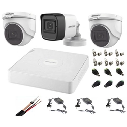 Système de surveillance audio-vidéo mixte Hikvision 3 Caméras Turbo HD 2MP DVR 4 canaux