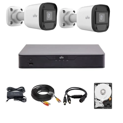 Système de surveillance Uniview avec 2 5 caméras mégapixels, DVR hybride 20M, infrarouge avec 4 canaux 5MP, HDD, accessoires