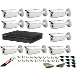 Système de vidéosurveillance professionnel avec caméras 10 Dahua 2MP HDCVI IR 80m, accessoires complets, câble coaxial, internet en direct