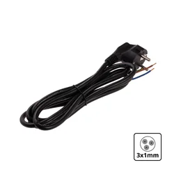 T-LED Cable with grounding 2m 3x1mm2 Variant: Black
