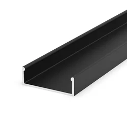 T-LED LED-profil P13-1 svart bred monterad Variant: Profil utan lock 2m