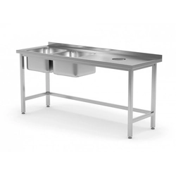 Table avec deux éviers et une ouverture pour déchets - compartiments côté gauche 1500 x 700 x 850 mm POLGAST 246157-L 246157-L