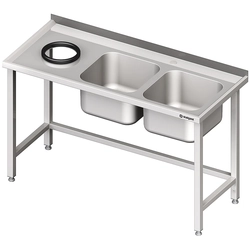 Table En Acier Inox Avec Évier Avec Trou 1700x600 2-Komory Stalgast Droit 981016170